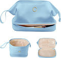 Daughter Birthday Gifts, Initial Makeup Bag, Personalized Double Layer Cosmetic Bag with Makeup Brush Organizer, 10 11 12 13 14 15 16 18 19 Year Old Girl Birthday Gifts, Gift for Wife