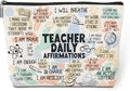 Daily Affirmations for Women Makeup Bag Teacher Gifts Teacher Appreciation Gifts Mental Health Gifts for Female Teacher Friend Counselor Coworker Birthday Friendship Graduation Travel Toiletry Bag