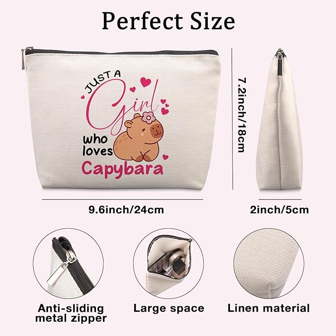 Cute Capybara Makeup Bag Pencil Case Funny Capibara Gifts for Capybara Lovers Girls Women Funny Birthday Friendship Christmas Gifts Zipper Pouch for Women Best Friends Sister Bestie
