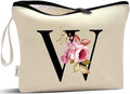 Vavabox A-Z Personalized Makeup Bag, Birthday Gifts for Women Mom, Gifts for Best Friend, Bride Bridesmaid Cosmetic bag (W, Yellow)