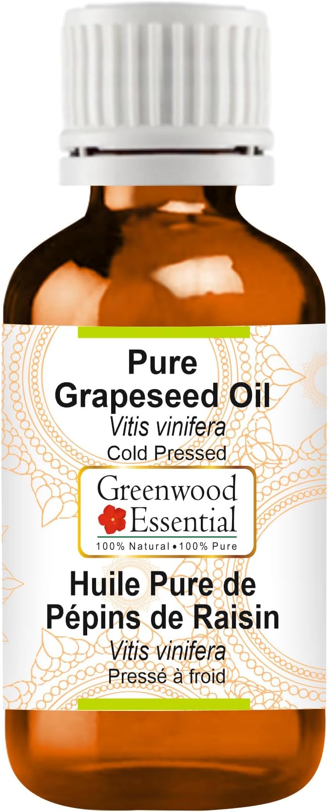 Greenwood Essential Pure Grapeseed Oil (Vitis vinifera) Cold Pressed 50ml (1.69 oz)