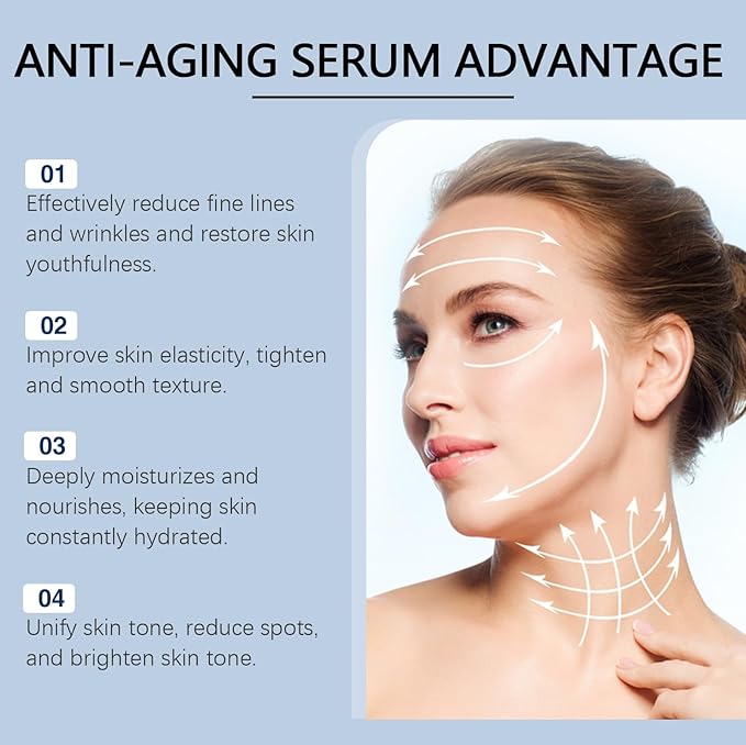 Facial Serum, Liquid Anti-Aging Solution with Vitamin C, E, Retinol & Aloe, Boosts Collagen, Shrinks Pores, Diminishes Wrinkles & Fine Lines (2Pcs)