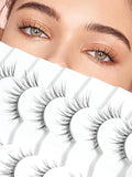 Wispy Eyelashes Cat Eye Lashes Natural Look Fox Eye Eyelashes Thin Band Strip Lashes 15MM False Eyelashes 3D Volume Fake Lashes Pack 7 Pair Siligli