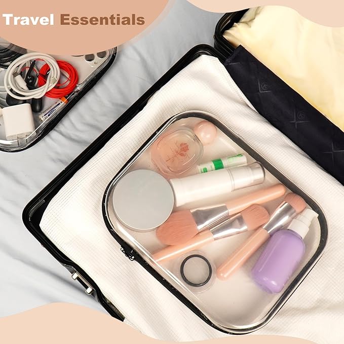 3pcs Clear Hard Shell Zipper Case, Transparent Hard Plastic Zipper Pouches, Portable Travel Organizer, Clear Toiletry Bag, Craft and Arts Organizer, Toy Storage Bins, Stackable Hard Side Plastic Case