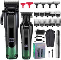 Hatteker Hair Clippers for Men Professional,Clippers and Trimmers Set T-Blade Barber Clippers Set Cordless Clippers Grooming Kit Rechargeable Beard Trimmers Type C Barbers Haircut Kit Green