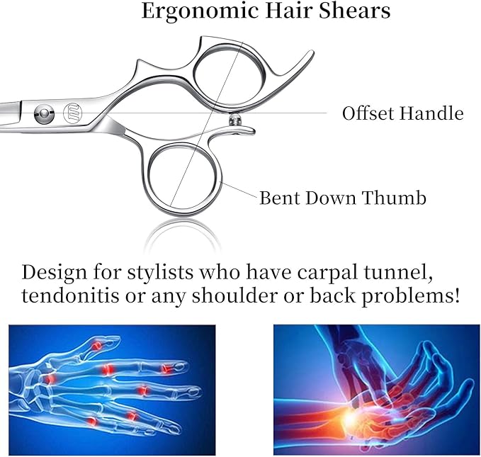 Moontay 6.0" Hair Cutting Shears Set with Large Finger Holes, Professional Barber Stylist Texturizing Shears, Salon Hair Cutting Scissors, 440C Japanese Stainless Steel, Silver