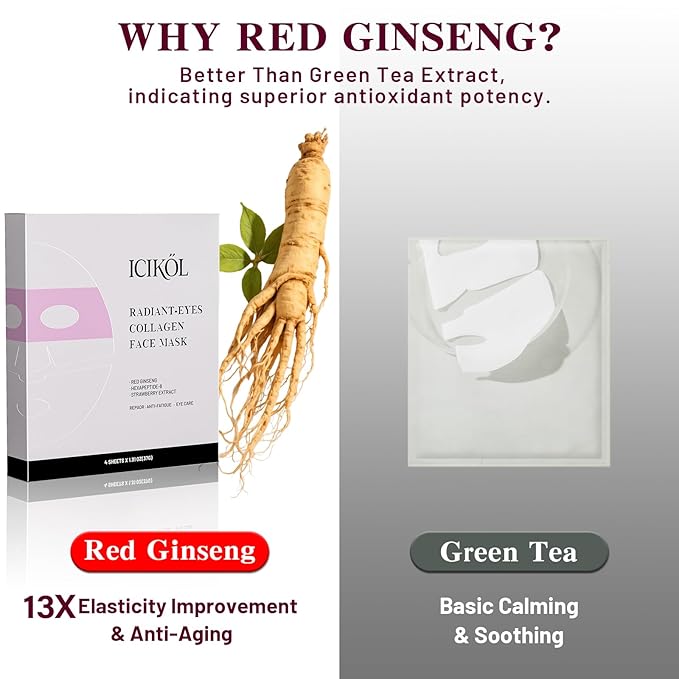 Overnight Collagen Face Mask, Deep Hydrating Sheet Masks for Glass Glow and Skin Lifting Boost, Jelly Facial Mask for Women with Ginseng, Dry Skin, 37gx4ea(Pink)