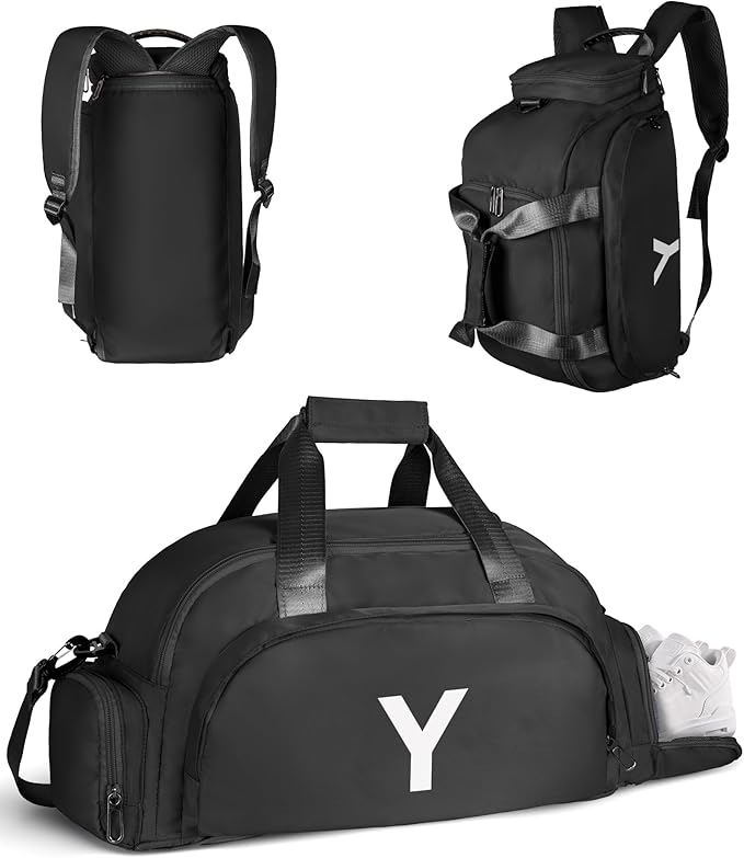 Gifts for Teenage Girls Boys, Initial Gym Bags with Shoe Compartment, Dance Bag for Girls, Monogram Kid Overnight Bags, Travel Duffle Tote-Perfect for Sport Gymnastics Cheer (Letter Y)