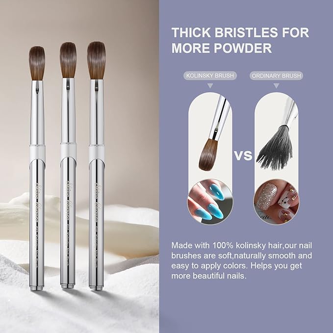 Acrylic Nail Art Brush Size 10, 100% Pure Kolinsky Hair Oval Nail Brush for Acrylic Application, Professional Nail Extension Manicure Tool Striping Nail Drawing Pen for DIY Home Salon