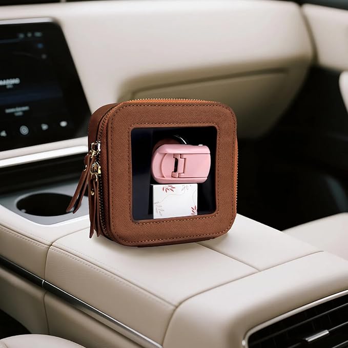 Small Clear Makeup Bag Travel Cosmetic Case, Portable Make Up Organizer Traveling Compact Car Bag for Essentials Transparent Toiletry Bag with Zipper