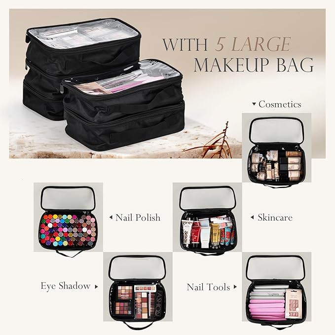 Stagiant Rolling Makeup Case Professional Travel Makeup Organizer Make up Storage Cosmetic Trolley Suitcase Makeup Storage