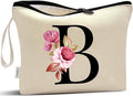 Vavabox A-Z Personalized Makeup Bag, Birthday Gifts for Women Mom, Gifts for Best Friend, Bride Bridesmaid Cosmetic bag (B, Yellow)
