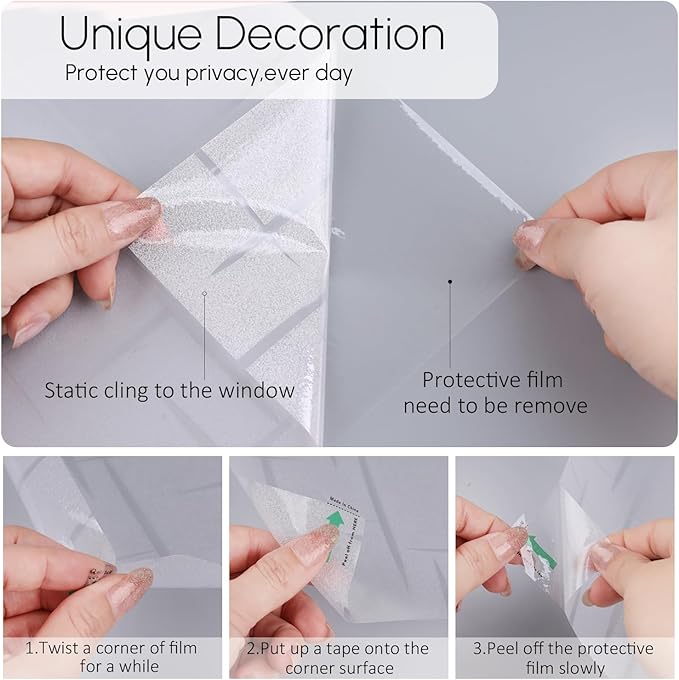 HIDBEA Window Privacy Film, Decorative Staic Cling Frosting Film, Heat Control UV Blocking Non-Adhesive Window Sticker for Home, Cross Pattern,35.4 X 78.7 Inches