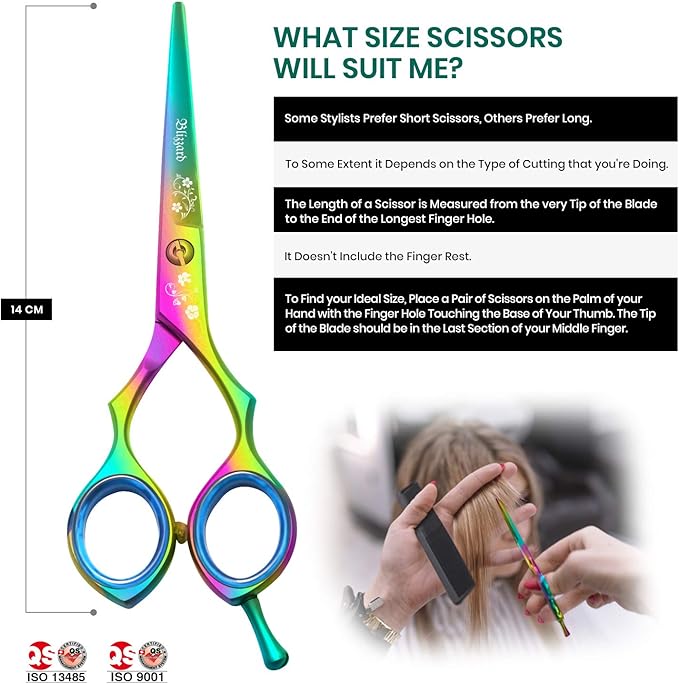 Blizzard Professional Hair Cutting Scissors – 5.5 inch VG10 Cobalt Haircut Shears with Razor Sharp Blades - Rainbow Finish Barber Hairdressing Travel Case for Salons & Home Use