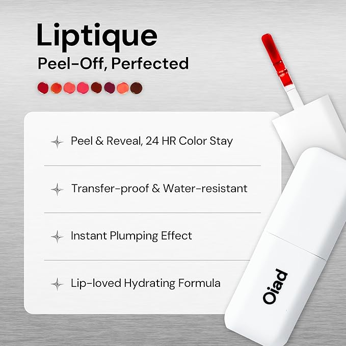 Liptique Korean Lip Stain Peel Off - 24 Hour Long Lasting Lip Tattoo, Waterproof & Transfer Proof, Nourishing & Hydrating Lip Tint for Women, Instant Plumping Lip Tints Peel Off (003 BLUNTO)