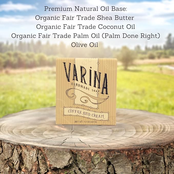 Natural Coffee Cream Bar Soap - Gentle Cleansing for Sensitive Skin, Earthy Scents - 3 Pack