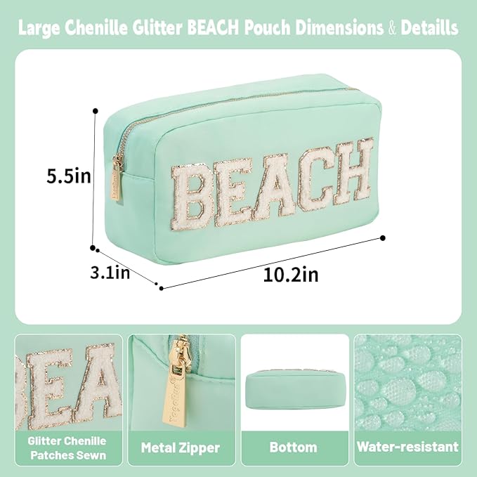 Travel Essentials Makeup Bag for Women Water-resistant Toiletry Organizer Nylon Cosmetic Pouch Preppy Stuff