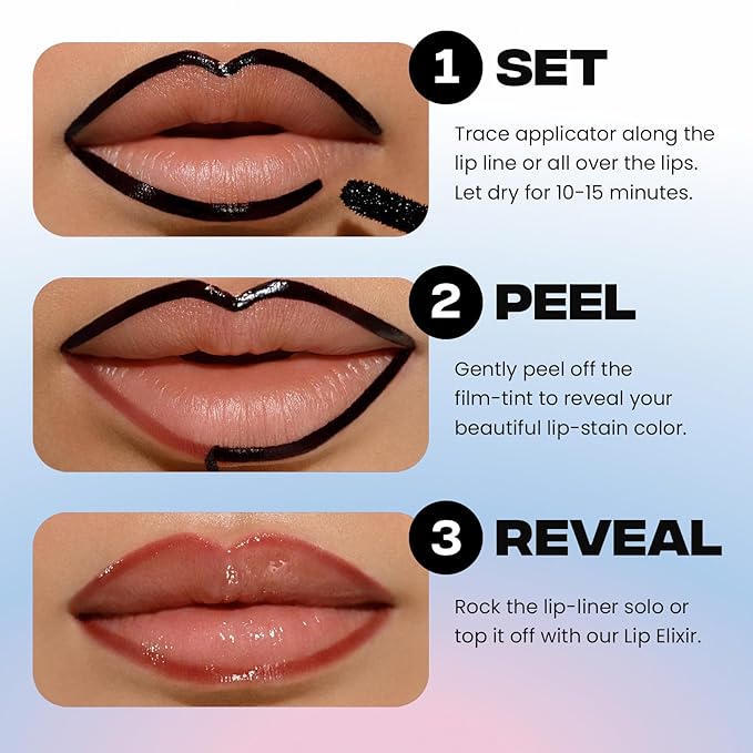 Sacheu Lip Liner STAY-N Peel Off Lip Stain — Long Lasting Matte Lip Tattoo Transfer Proof Lipstain Infused with Hyaluronic Acid & Vitamin E for All Skin Types — Vegan & Cruelty-Free, Core Bundle