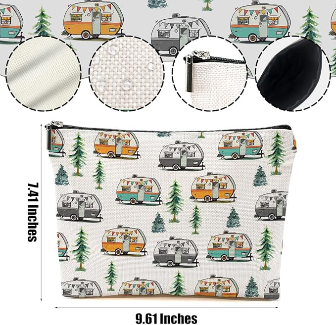 Camping Gifts for Women Camping Makeup Bag Camper Cosmetic Bag for Women Girls Camper Lovers Best Friend Daughter Travel Organizer Zipper Pouch Graduation Birthday Friendship Gifts