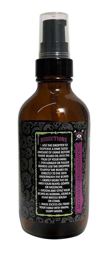 Grave Before Shave Voodoo Blend beard oil 4 oz bottle with pumptop dispenser