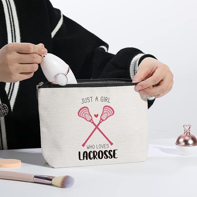 Lacrosse Gifts Lacrosse Makeup Bag Gifts for Lacrosse Moms Sports Players Team Birthday Gifts for Women Friend Sister BFF Bestie