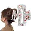 Christmas Hair Clips - Acrylic Square Transparent Large Claw Clip for Medium Thick Hair Styling - Santa Claus Elk Snowman Glitter Design Nonslip Clamp Accessories - 1Pcs Christmas Hair Decorations