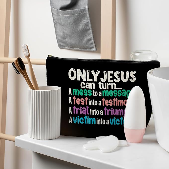 Christian Makeup Bag - Christian Gifts for Women, Only Jesus Can Turn Makeup Bag Cosmetic Bag, Religious Gifts