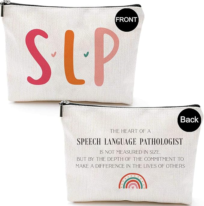 Blue Leaves Speech Therapy Speech Language Pathologist Gifts, Speech Pathology Makeup Bag Cosmetic Bag, Speech Language Pathology Gift, Birthday Christmas Thanksgiving Gifts for SLP Makeup Bag