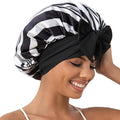 GDTOGRT Satin Silk Bonnet for Sleeping Women - Double Layer Sleep Hair Bonnets Caps for Curly Braid Hair with Tie Band