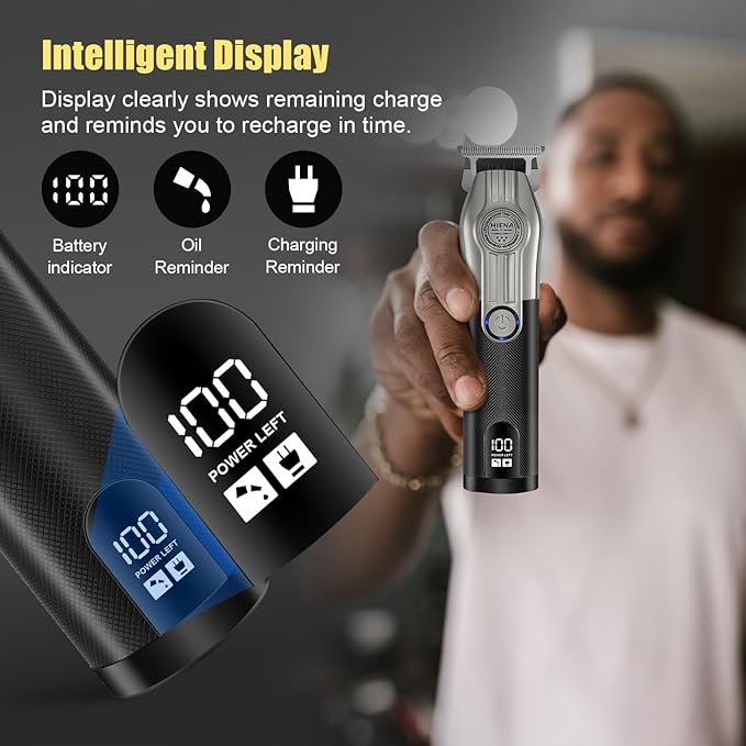 HIENA PRO Hair Clippers for Men Professional Cordless Hair Clippers Electric Beard Trimmer and Foil Shaver Set Home Hair Cutting Kit Type-C Rechargeable for Barber Clippers with LED Display