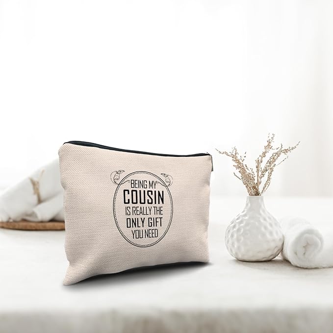 Nogrit Cousin Gifts Makeup Bag,Cousin Gifts for Women,Best Cousin Gifts for Women,Gifts for Cousins Female,Being My Cousin is the Only Gift You Need Small Cosmetic Makeup Bag for Purse