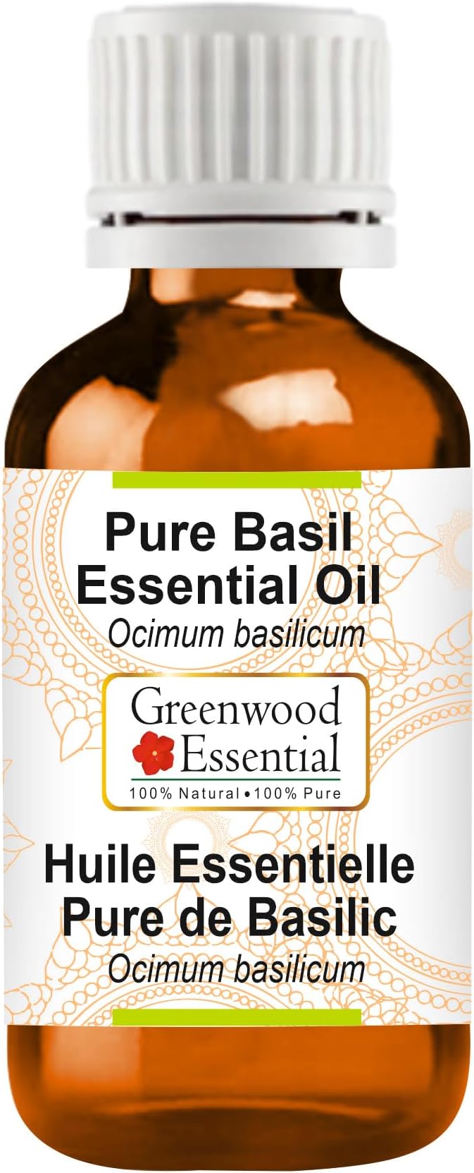 Greenwood Essential Pure Basil Essential Oil (Ocimum basilicum) Steam Distilled 10ml (0.33 oz)