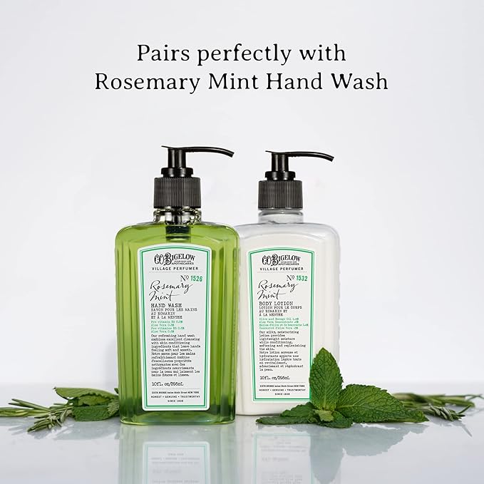 C.O. Bigelow Rosemary Mint Body Lotion, Village Perfumer Moisturizing Body Lotion with Aloe Vera, Borage Oil & Olive Oil, 10 Fl Oz