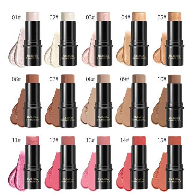 3 Pcs Cream Contour Stick Makeup Kit, Shades with Highlighter, Blush and Bronzer Contour Stick for Sculpt the Cheeks, Waterproof, Matte & Dewy Finish (Fair-Light,#03+#09+#12)