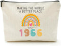 ancpeany 60th Birthday Gifts for Women Her, Waterproof Makeup Bags, Cosmetic Travel Bag for Christmas (1966)
