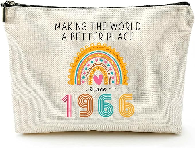 ancpeany 60th Birthday Gifts for Women Her, Waterproof Makeup Bags, Cosmetic Travel Bag for Christmas (1966)