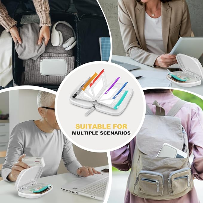 A7-L Water-Proof Pill Pouch Set， Large Pill Organizer, BPA Free, A7-L Pill Loose-Leaf Storage with Color-Coded Medicine Pouches, Reusable Travel Medicine Organizer， Zippered Pill Organizers Weekly