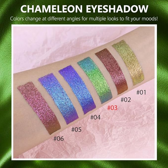 evpct Green Duochrome Chameleon Liquid Eyeshadow, Multichrome Metallic Glitter Liquid Eye Shadow Makeup for Women, Waterproof Multi Color Shifting High Pigment Holographic Iridescent Eyeshadow
