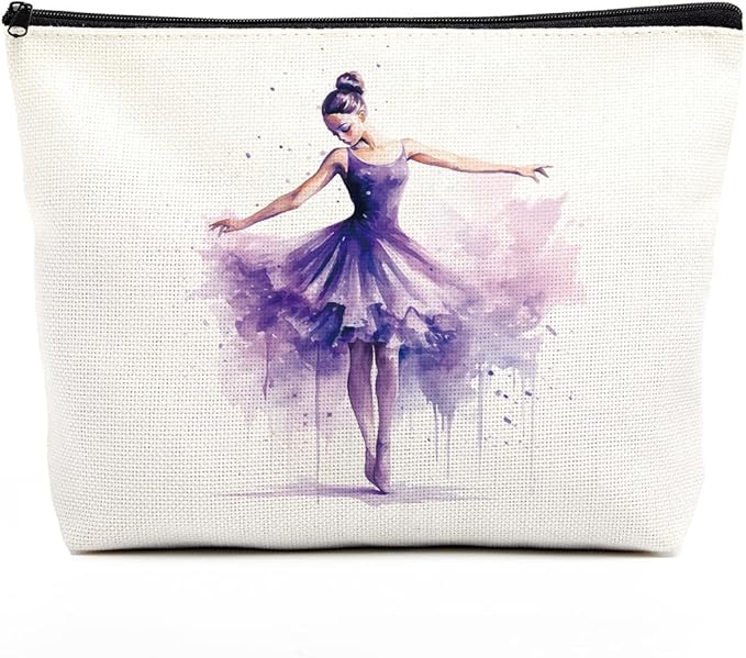 fkovcdy Cute ballerina makeup bag watercolor ballet dancing girl dancer gift recital gift little girl teen student ballet lover 07