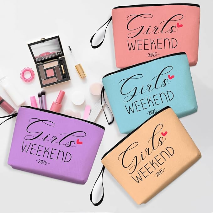 4Pcs Weekend Bags for Women - Girls Trip Gifts & Favors - Makeup Bag, Weekender Bags with Zipper Pouch for Wedding, Birthday, Bachelorette Party