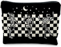 Goth Spooky Gifts for Women, Gothic Horror Skeleton Black Makeup Bag Cosmetic Pouch