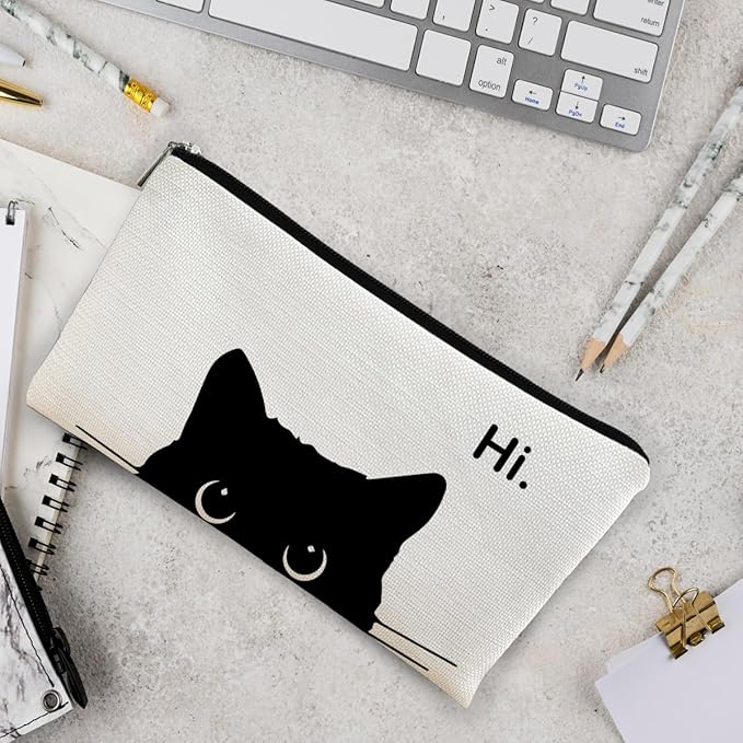 Black Cat Makeup Bag - Cosmetic Zipper Travel Toiletry Bag for Cat Lovers & Cat Moms & Teen Girls