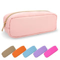 Small Pencil Case Makeup Bag for Purse, Cute Pencil Pouch Preppy Nylon Makeup Brush Bag with Zipper , Girls Portable Stationery Storage Case Small Pen Bag for Office School College(Slim-Flamingo)