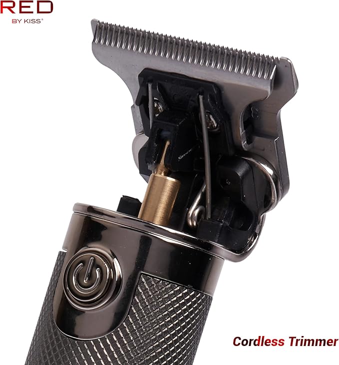 Red by Kiss Hair Trimmer for Men Precision Blade Cordless Trimmer Mens Grooming Kit (Cool Gray)
