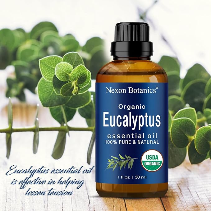 Organic Eucalyptus Essential Oil 30 ml - Pure, Natural Oil for Aromatherapy, Diffusers, DIY, Candle and Soap Making Scent - Nexon Botanics