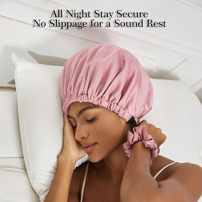 Satin Bonnet Silk Bonnet for Sleeping Women Double Layer Hair Bonnet Wrap Sleep Cap Gifts for Women Curly Hair