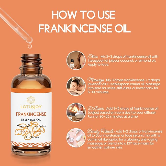 Frankincense Essential Oil – 100% Pure Aromatherapy Oil for Diffuser, Candle, Soap Making, DIY Use – 1 oz