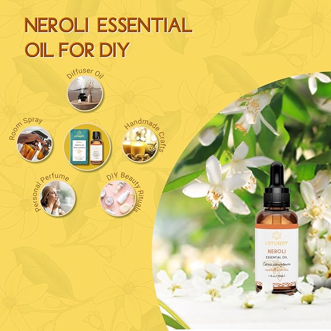Neroli Essential Oil Organic for Skin Diffuser Room Spray, 100% Pure Bitter Orange Blossom Essential Oil Neroli 1 Oz