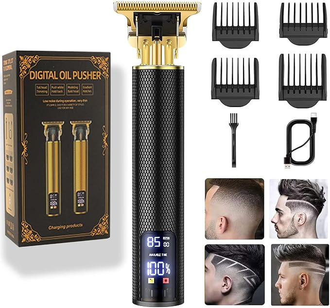 𝑵𝒆𝒘 𝑼𝒑𝒈𝒓𝒂𝒅𝒆𝒅 Hair Clippers for Mens Hair Trimmer T-Blade Trimmer Professional Haircut & Grooming Kit Rechargeable Clippers Hair Trimmer Shaver LCD Display (Black)