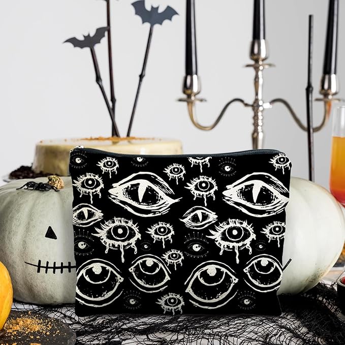 Goth Makeup Bag, Mystical Gothic Evil Eyes Witchy Cosmetic Bag Toiletry Bag for Women, Witch Stuff, Halloween Makeup Bag, Halloween Gifts for Women